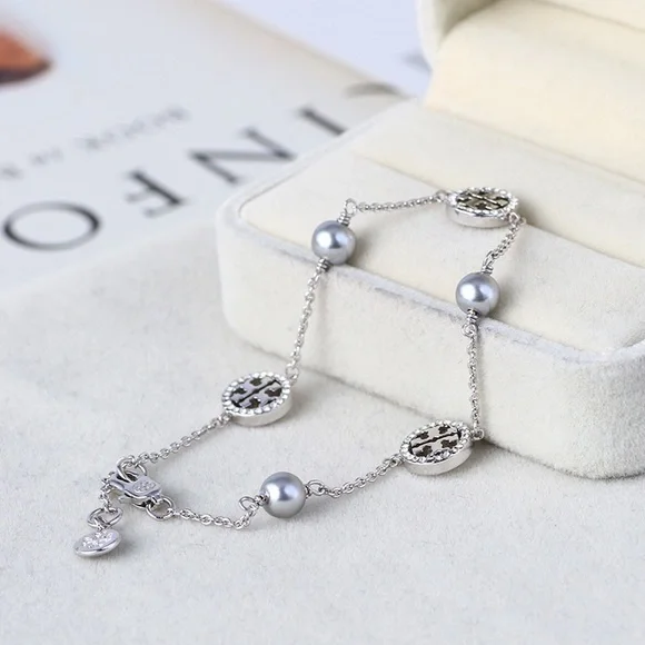 Tory Burch Silver Gemstones Circle Bracelet - Picture 3 of 8